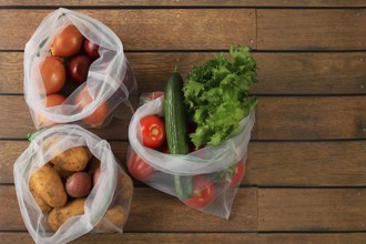 Healthy natural products in an eco bag to boost immunity, healthy lifestyle concept, zero waste.