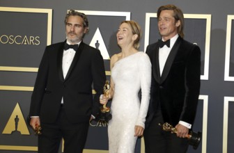 Joaquin Phoenix, Renée Zellweger and Brad Pitt at the 92nd Academy Awards, Press Room held at the