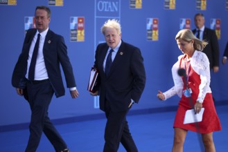 Spain, Madrid - 30 June, 2022: British Prime Minister Boris Johnson (C) attends the NATO summit in