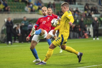 WROCLAW, POLAND - OCTOBER 14, 2024: UEFA Nations League match Ukraine - Czechia. In action Vaclav
