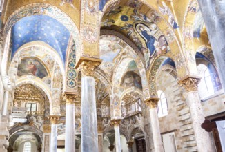 Luxurious interior in the church of the Martorana. Palermo, Sicily. Italy
