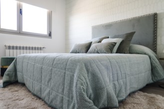 Stylish contemporary bedroom interior. Scandinavian interior design