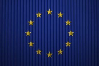 European Union Flag painted on the cracked grunge concrete wall