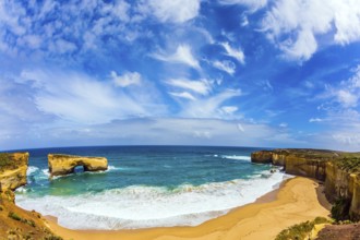 The Great Ocean Road of Australia. Azure ocean water of a small bay on the Pacific coast. The