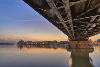 Budapest Hungary, Sunrise city skyline at Chain Bridge