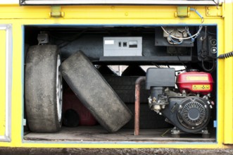 Tires and compressor into a track