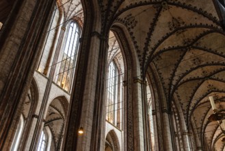 Lubeck, Germany, August 3, 2019: Interior view of St. Mary Church in Lubeck