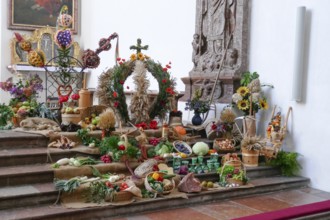 Harvest festival decoration in the collegiate church of St Peter and St John the Baptist,