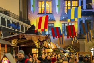 Medieval Christmas market in the stable yard of the Residenzschloss. Dresden, Saxony, Germany