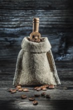 Vintage sack of coffee beans and little scoop