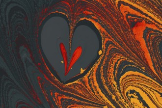 Beautiful abstract art of Ebru marbling painting techniques on water with paints
