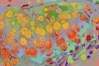 Beautiful abstract art of Ebru marbling painting techniques on water with acrylic paints