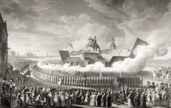 The opening of the Equestrian memorial to Peter the Great on the square of St. Petersburg, Russia,