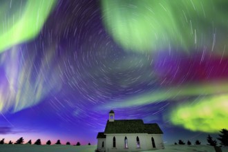 Aurora Northern Lights Saskatchewan Canada Country Church