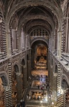 SIENA, ITALY, SEPTEMBER 23, 2023, View to the nave of the Siena cathedral, seen from the upper