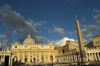View of St. Peter's Basilica in the Vatican, given the early hours of the day