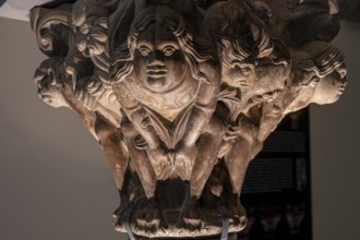 Capital of satyr, carved stone, 12th century, from the cathedral of San Pedro de Jaca, Diocesan