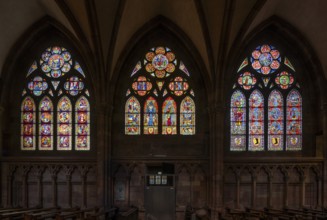 Freiburg im Breisgau, Cathedral of Our Lady, interior, medieval windows of the south aisle: left: