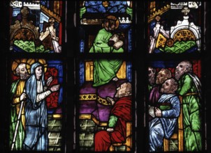 Stained glass window, detail, St, Saint, Saint