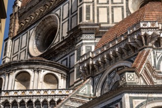FLORENCE, ITALY, SEPTEMBER 21, 2023, Neo-gothic facade of the renaissance cathedral Santa Maria del