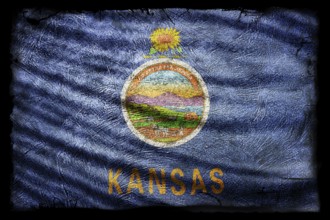 Kansas Flag, Grunge Texture Background
