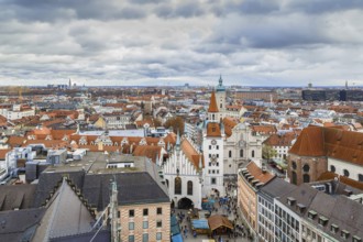 Aerial view of Munich with Old Town Hall, Germany