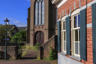 Old church with magnificent brick façade in the centre of the village, bredevoort, gelderland, the