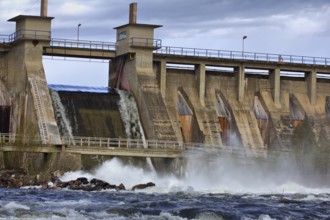 View of falling water for hydroelectric power station