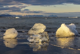 Evening at Diamond beach, Jökulsarln, south coast, Iceland