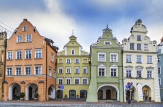 Historical houses on Altstadt street in Landshut, Germany