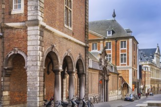 Street with historical houses in Leuven, Belgium