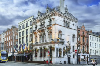 Street with historical houses in Dublin city center, Ireland