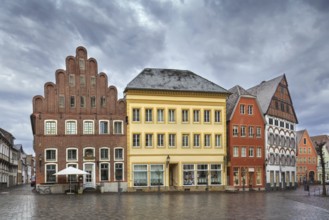 Market square with historical houses in Warendorf, Germany