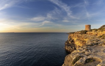 Cala Pi, Spain, 28 January, 2024: view of the historic Cala Pi watchtower in southern Mallorca at