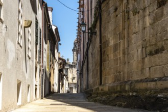 Old street with no people in medieval town of Santiago de Compostela