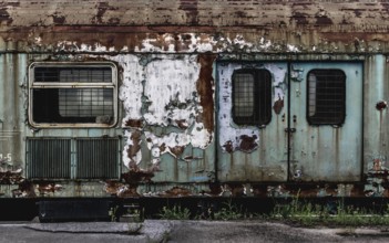 Old rusty train wagon in Sibiu, Romania