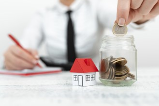 Lady Presenting New Home Savings Deals In Outfit, Business Woman Showing Possible Investment
