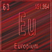 Europium chemical element, Sign with atomic number and atomic weight, Periodic Table Element