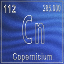 Copernicium chemical element, Sign with atomic number and atomic weight, Periodic Table Element