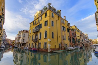 Vintage buildings along the canal in Venice, Italy