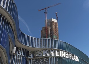 Skyline plaza with grand tower, a skyscraper building under construction in frankfurt am main,