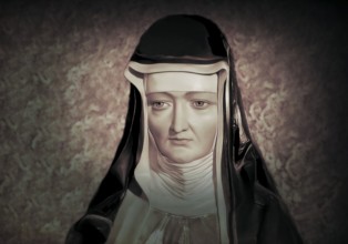 Figure of Hildegard of Bingen, Sibyl of the Rhine, 1098 – 1179, German Benedictine abbess and