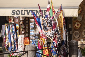 SIENA, ITALY, SEPTEMBER 23, 2023, A typical souvenir shop in downtown Siena, selling the typical