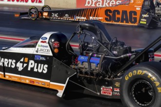 NHRA driver, Clay Millican, prepares to qualify for the Dodge Power Brokers NHRA Mile-High