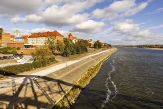 Beautiful view of Vistula River, by the coast of Torun, Poland