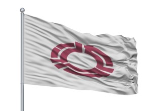 Yaizu City Flag On Flagpole, Country Japan, Shizuoka Prefecture, Isolated On White Background