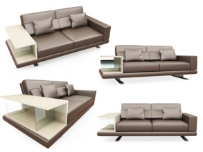 Isolated collage of sofa over white background
