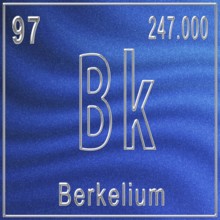 Berkelium chemical element, Sign with atomic number and atomic weight, Periodic Table Element