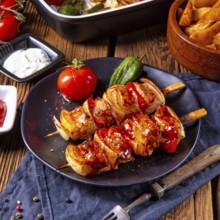 Original hungarian shashlik with onion and paprika