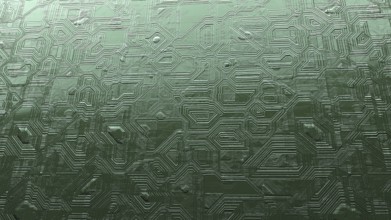 An illustration of a strange circuit board background